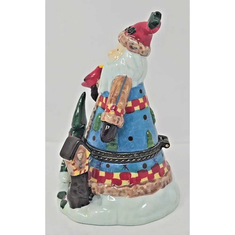 Vintage Ceramic Hinged Trinket Box Santa and Tree Holiday Decoration PB194